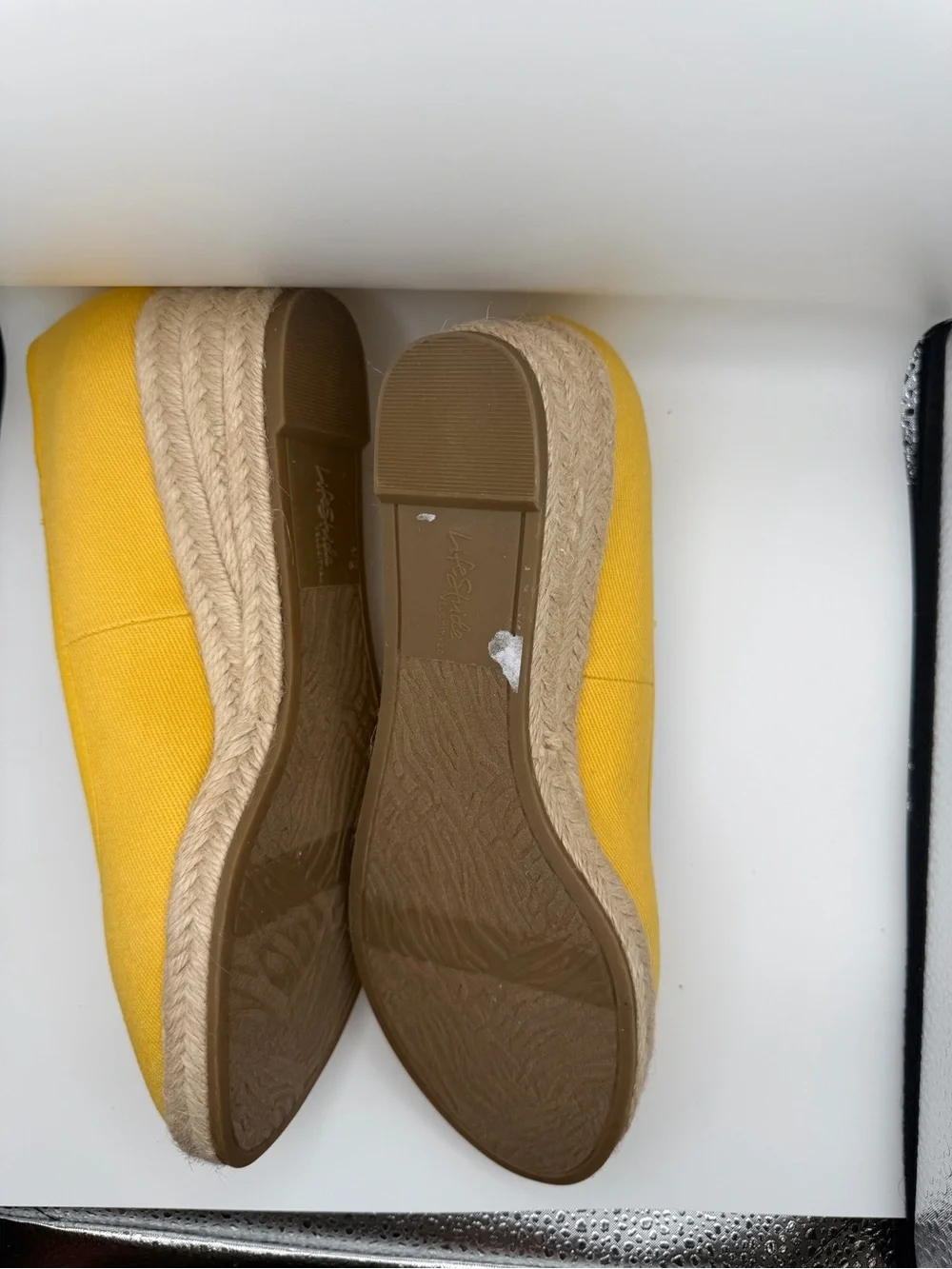 Life Stride Yellow Espadrille Wedges size 6